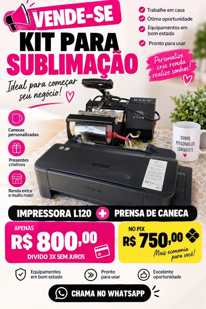 Kit completo para sublimação de canecas