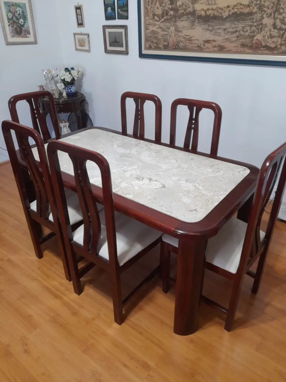 Conjunto de mesa de jantar de mármore com 6 cadeiras - Foto 3
