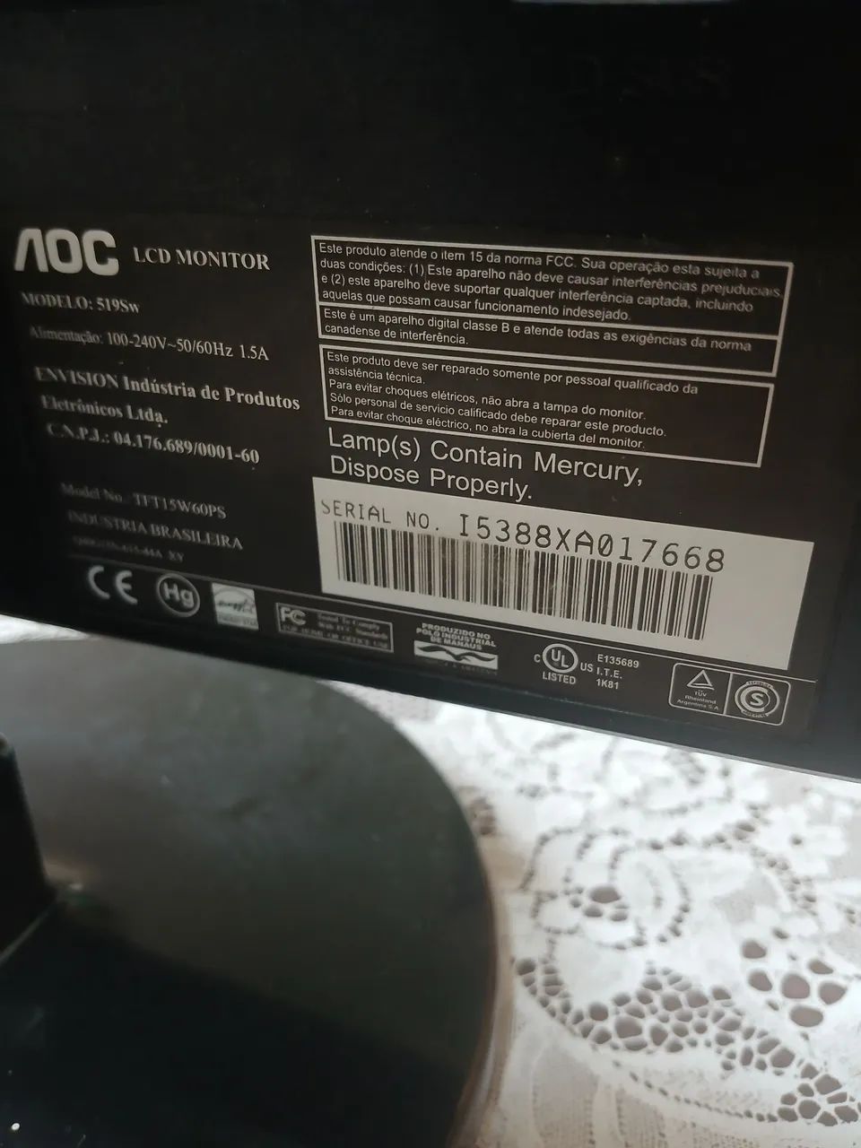 Monitor AOC LCD  para computador 