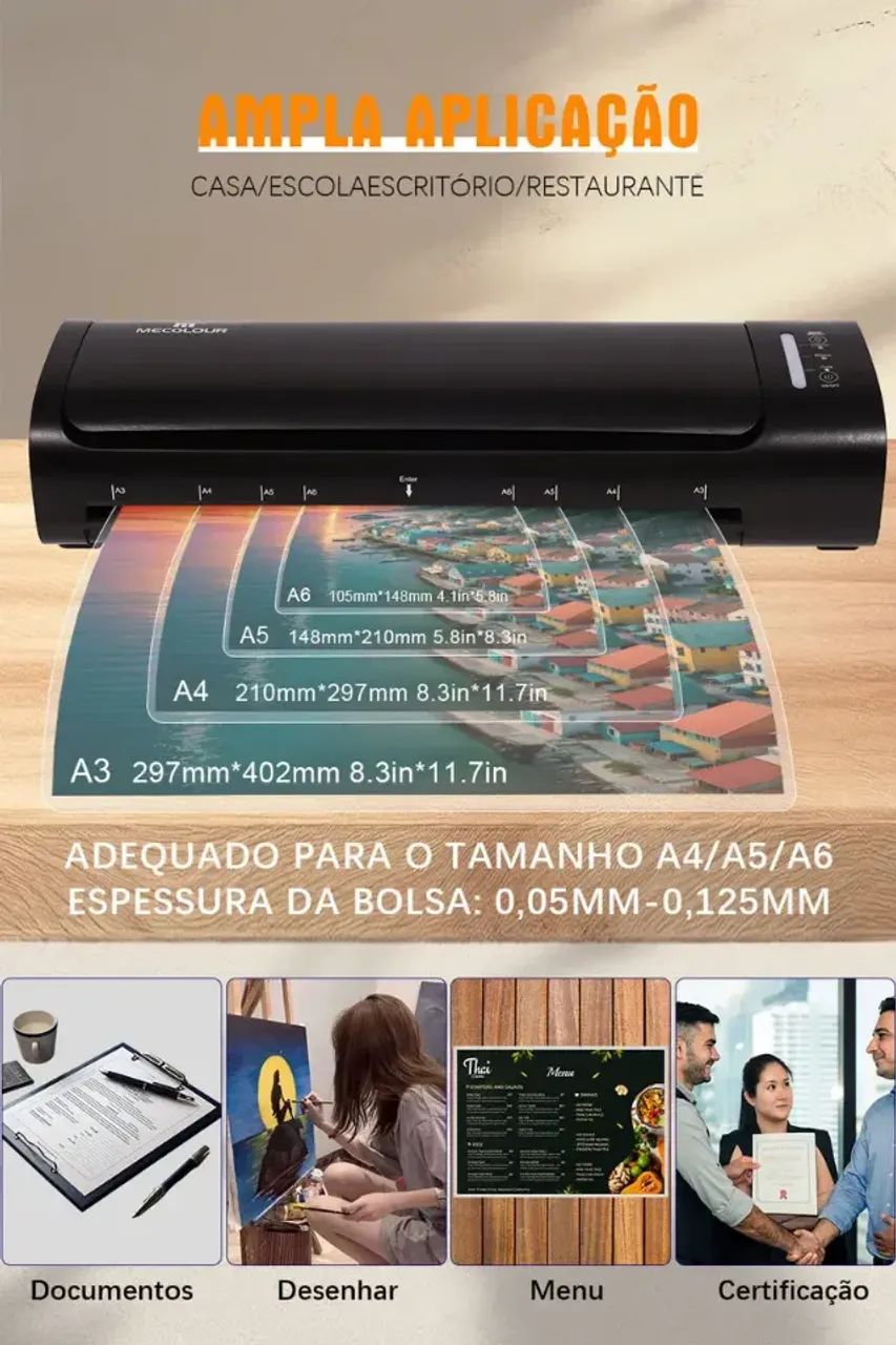 (56) Mecolour Plastificadora Laminadora A3 6 em 1 Multifuncional SL588 110V - Foto 5