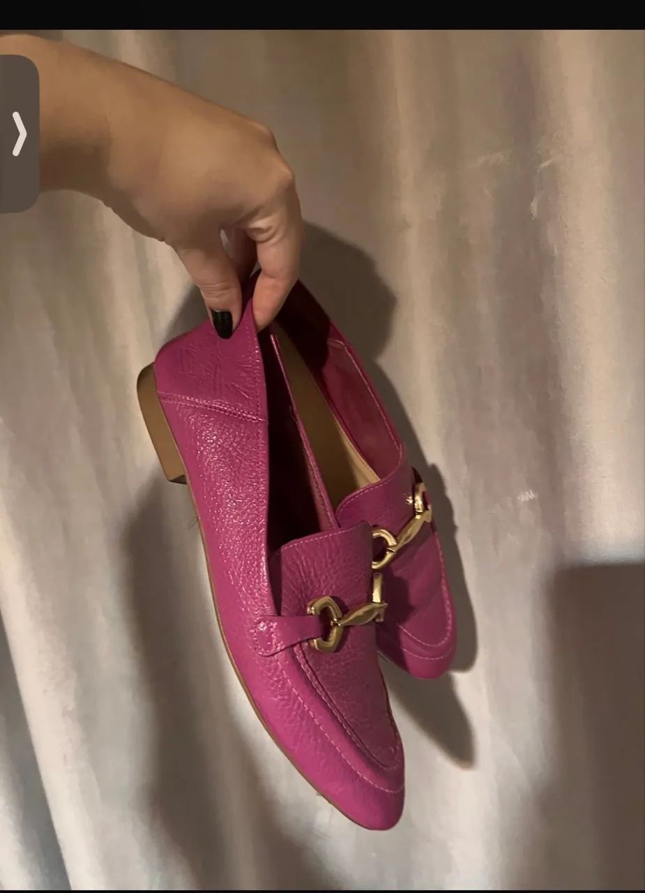 Mocassim Loafer Couro Arezzo Rosa Magenta - Foto 2