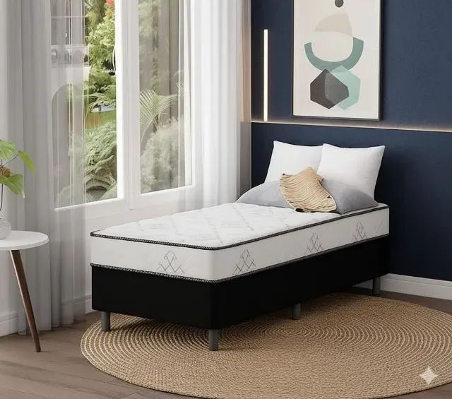 Cama acoplada solteiro em peça única (colchão box)