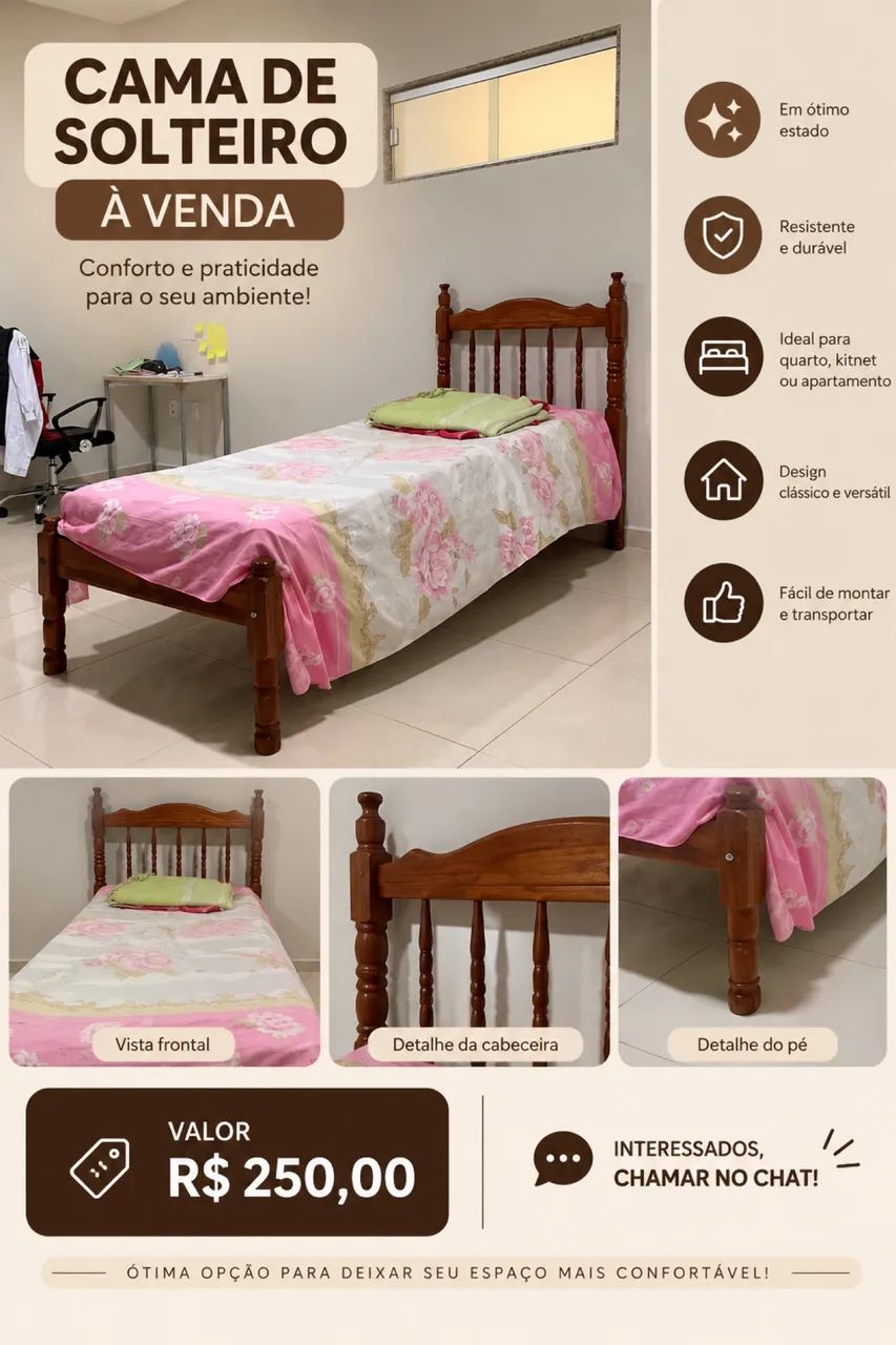 Cama usada de madeira a venda