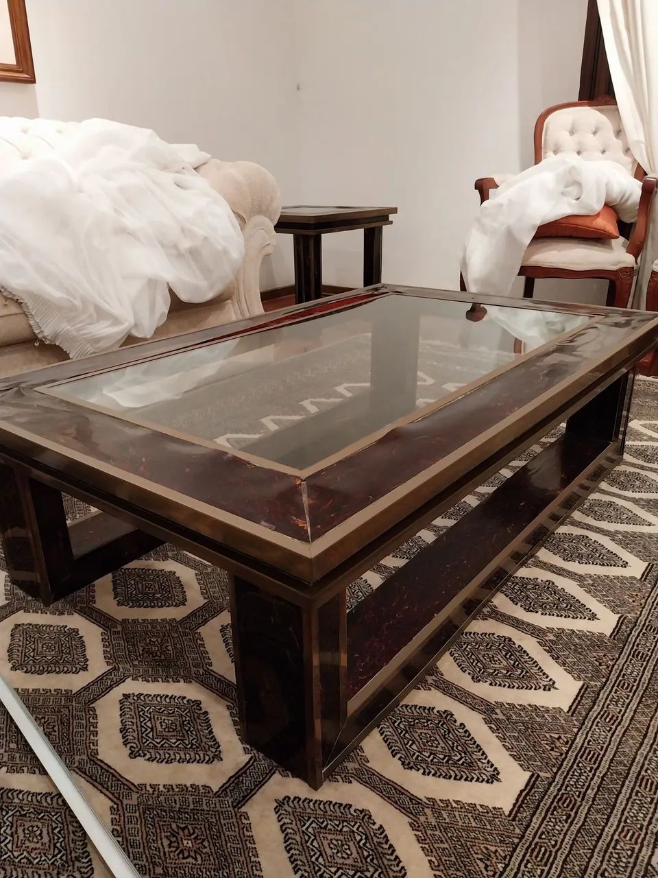 Conjunto de mesa de centro e mesinhas (de vidro e madeira - Foto 4