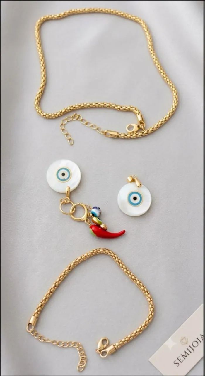 Colar e pulseira semijoia 