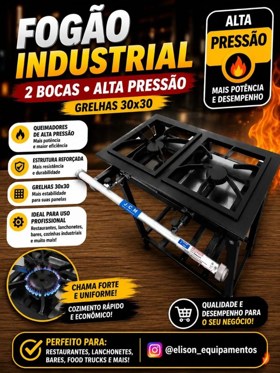 Fogão industrial 2 bocas alta pressão 