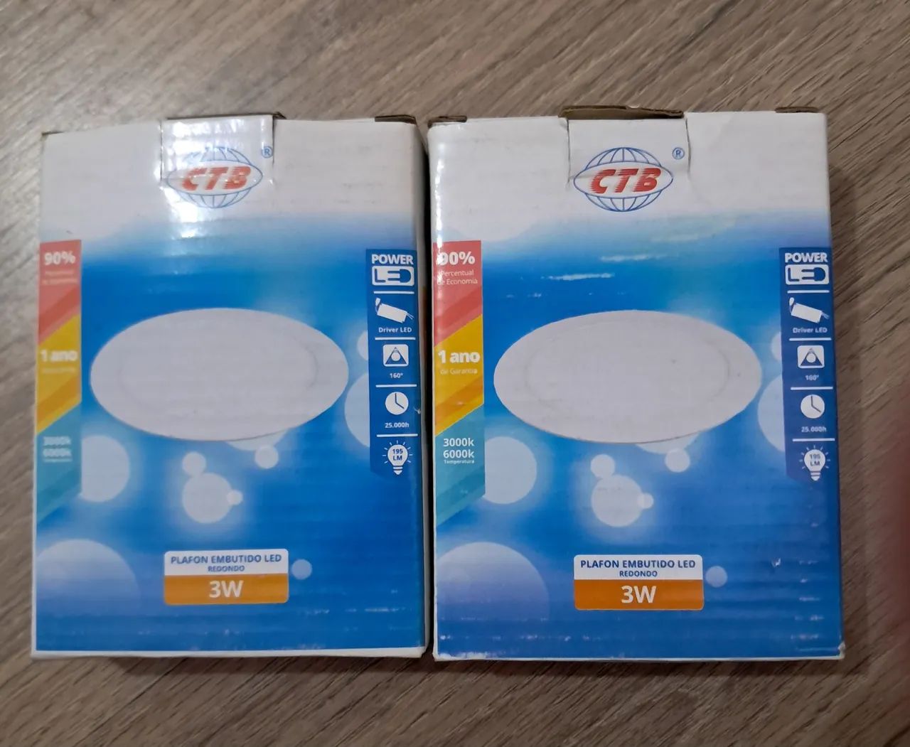 Kit com 2 plafon embutido CTB 6000k 3w