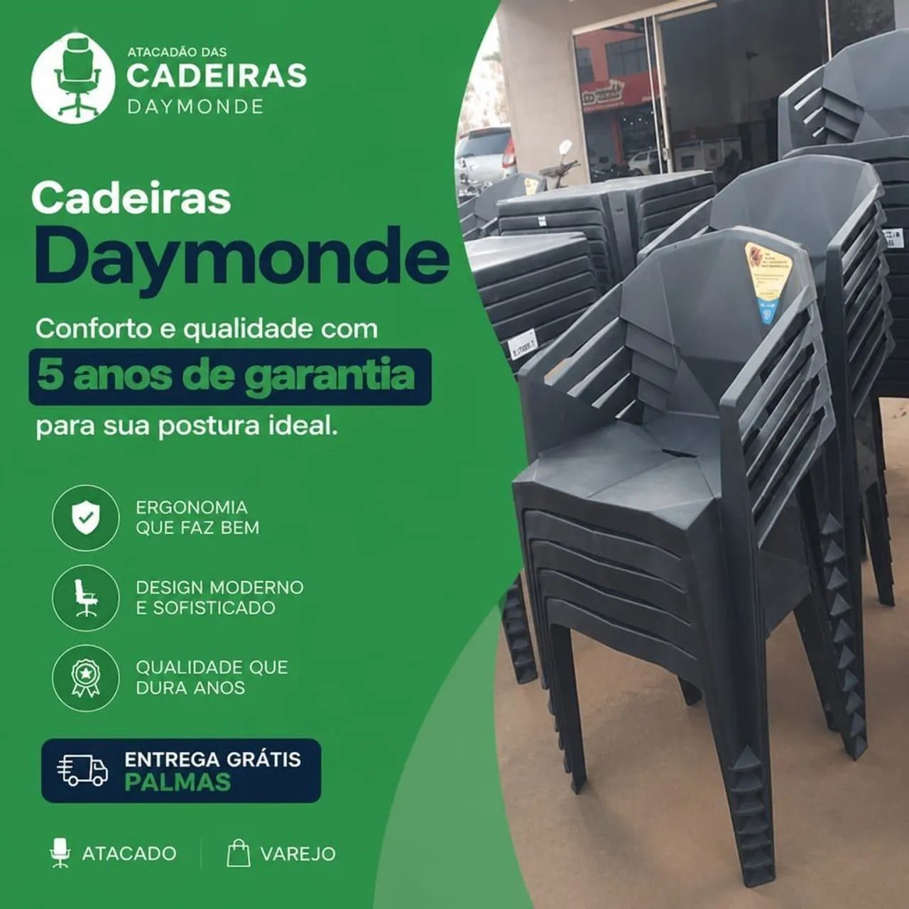 Cadeiras novas plástico 