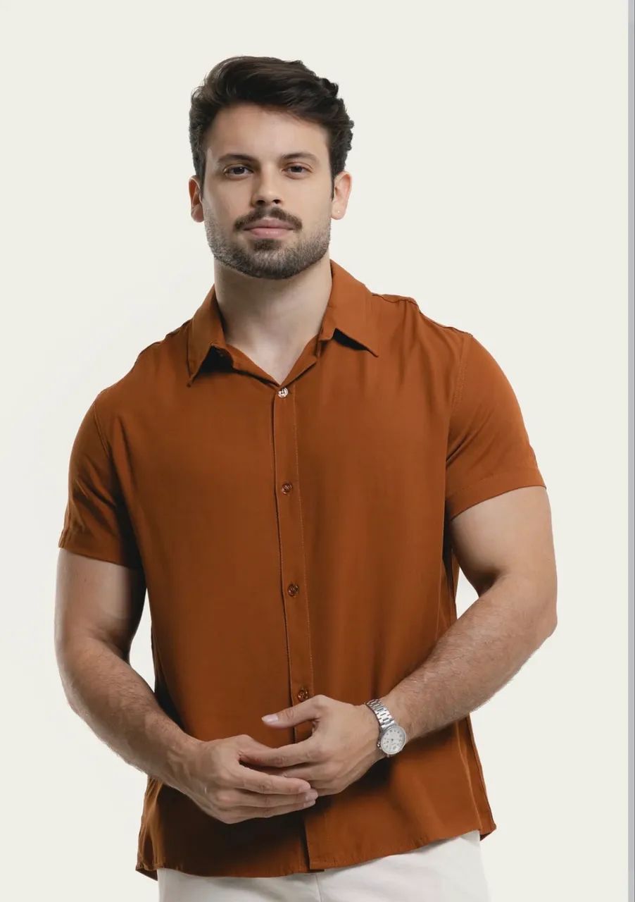 Camisa linho de botão masculina  - Foto 3