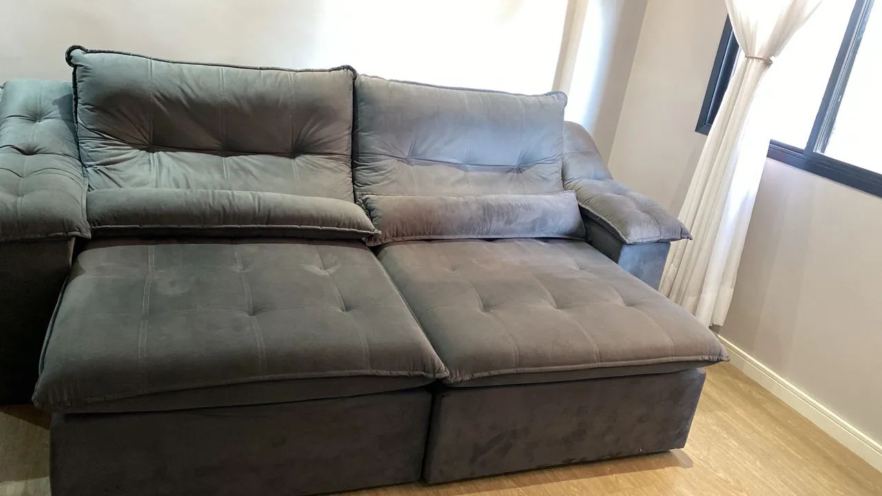 Sofa retratil reclinável suede aveludado - Foto 4