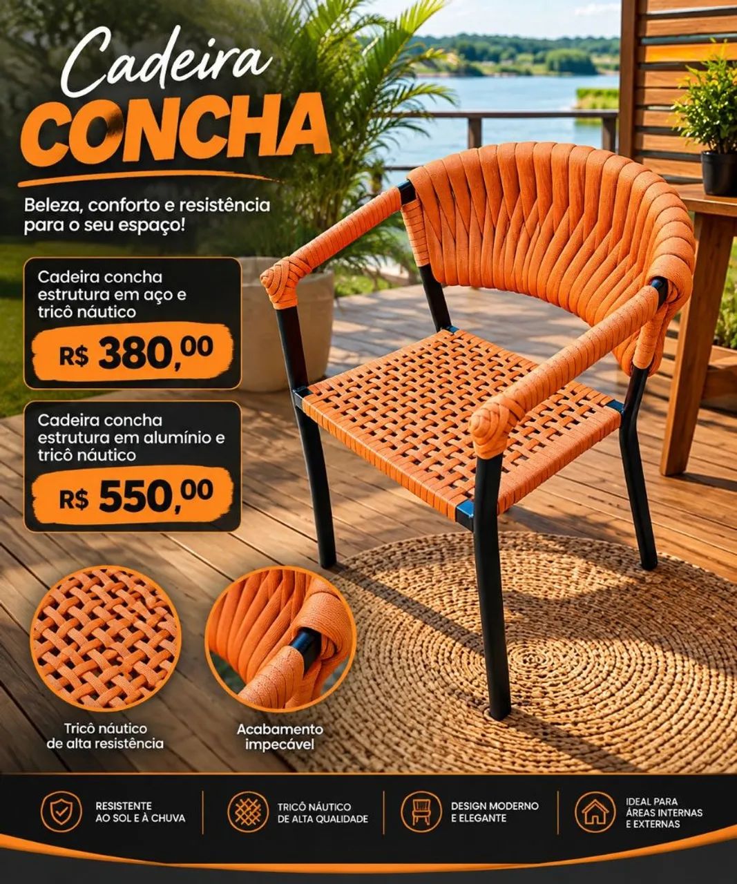 Cadeiras em corda nautica  - Foto 2