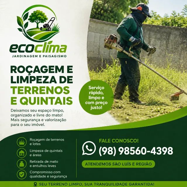 Roçagem e Limpeza de Terrenos e Quintais - São Luís e Região