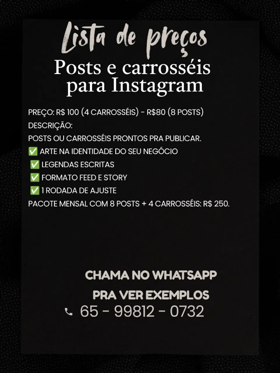 Posts e carrosséis para Instagram
