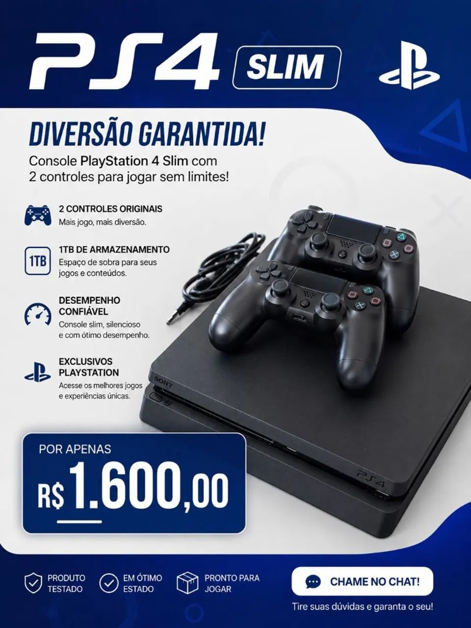 PS4 slim +2 controles 