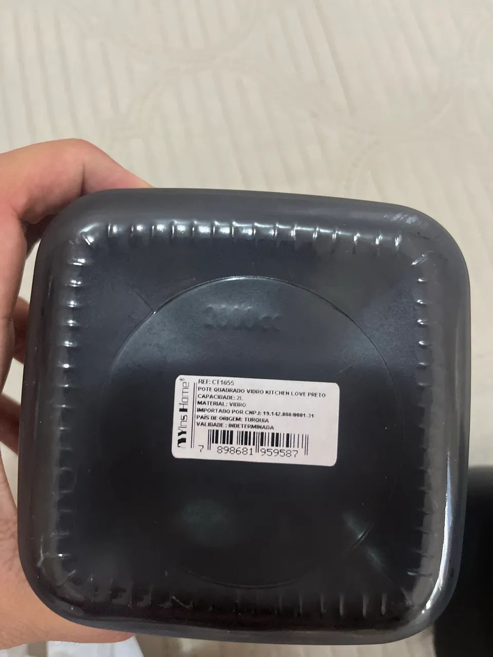 KIT POTES QUADRADOS DE VIDRO KITCHEN LOVE PRETO - Foto 2