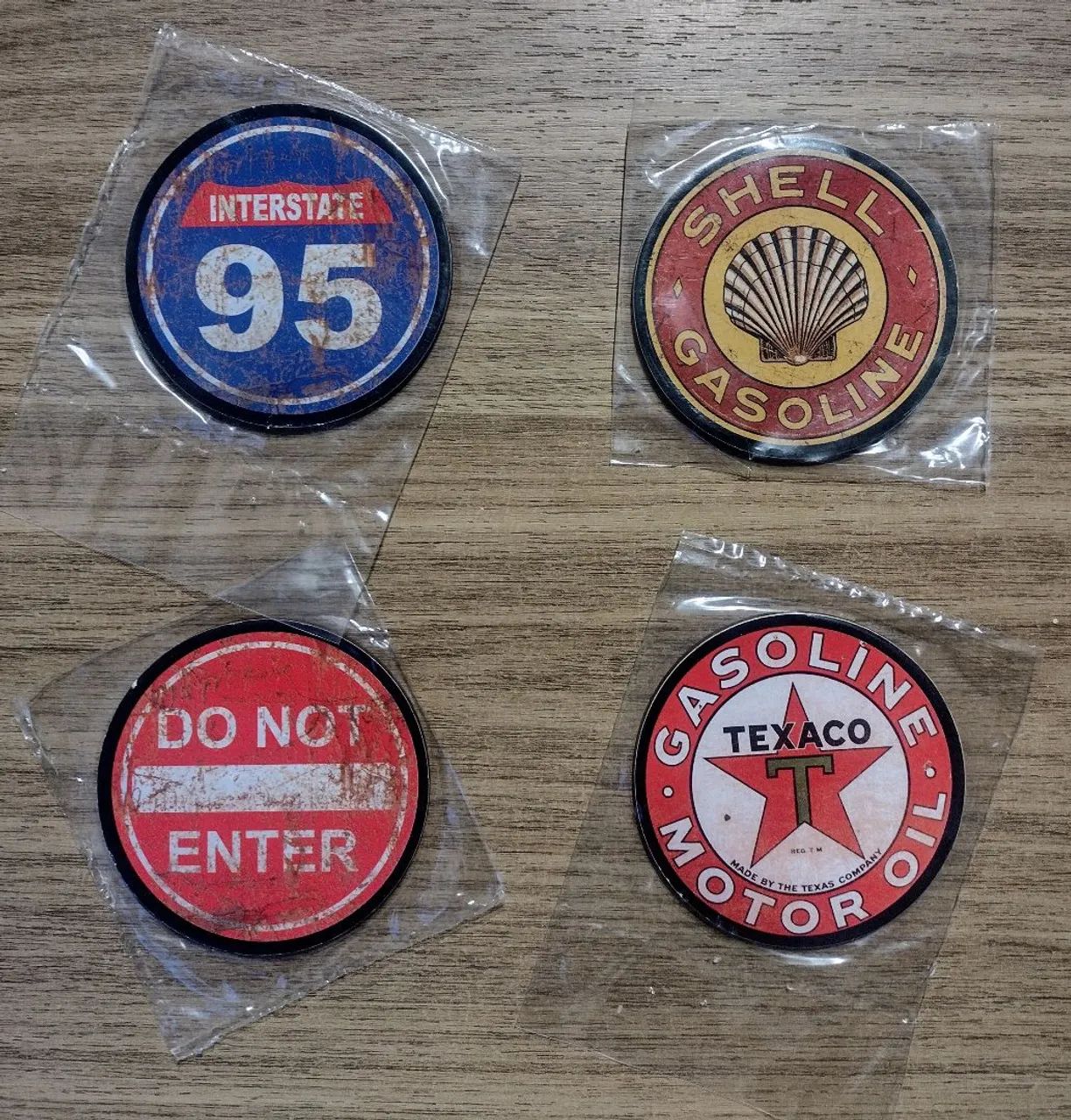 Plaquinhas Decorativas Posto de Gasolina Vintage 