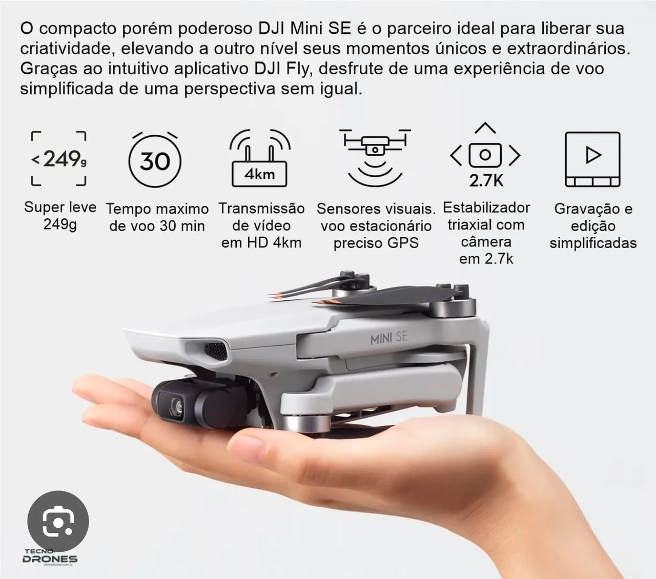 Drone DJI Mini SE com Câmera 2.7K  - Foto 2