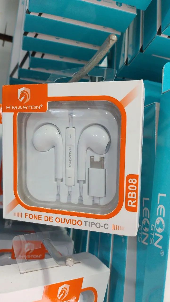 Fone com fio H'maston/ entrada tipo C ou iPhone