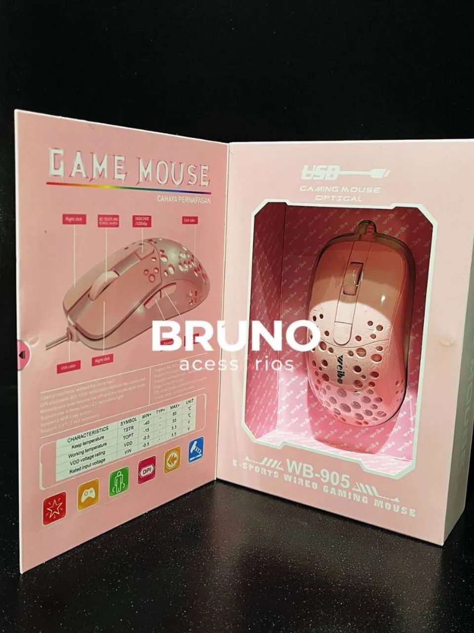 Mouse game RGB Rosa 