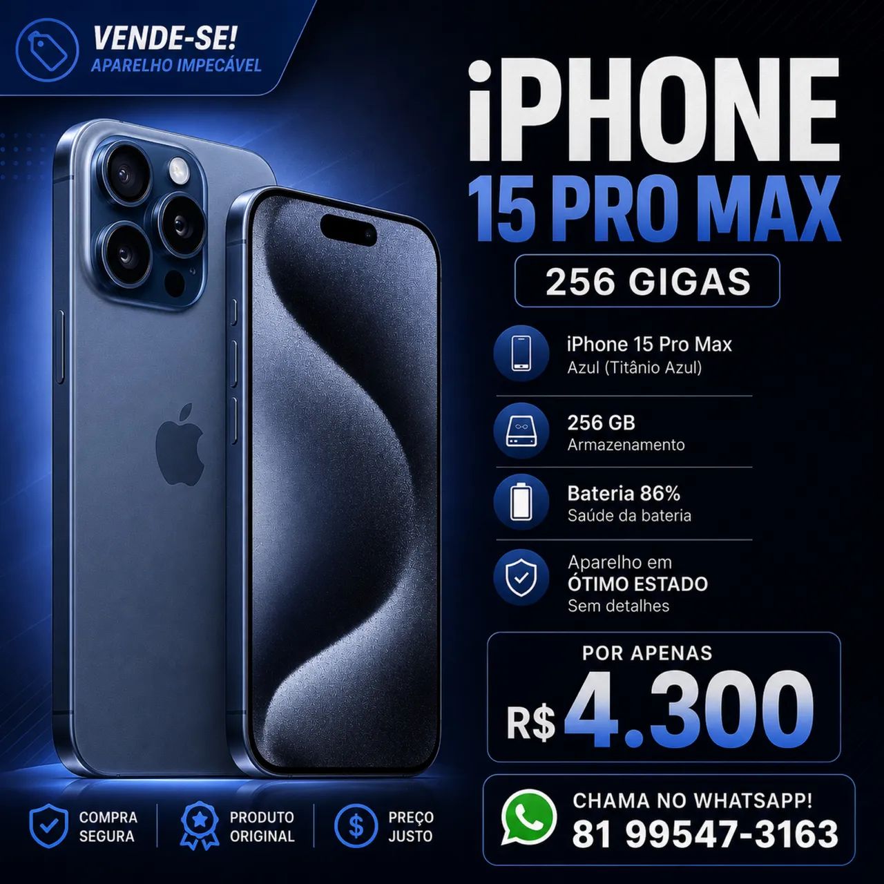 iPhone 15 pro Max 256 gigas 
