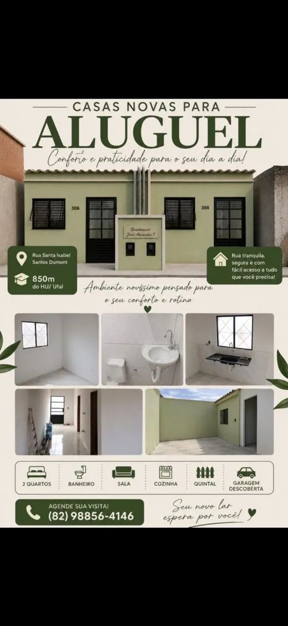 Alugo casa nova próximo a Ufal