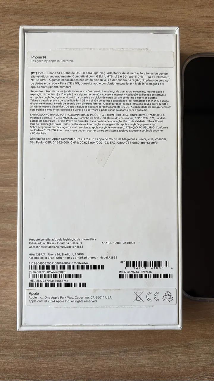 iPhone 14, 256 GB, Branco, Novo - Foto 4