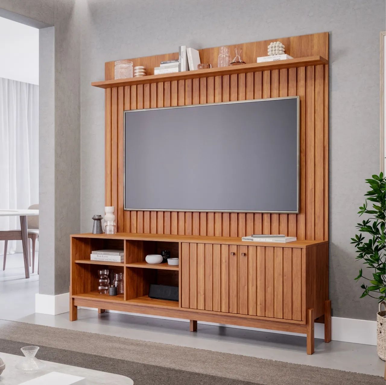 Bancada Holanda + Painel Trend 100% MDF, Ideal para TVs até 70 Polegadas - Entrega Ime