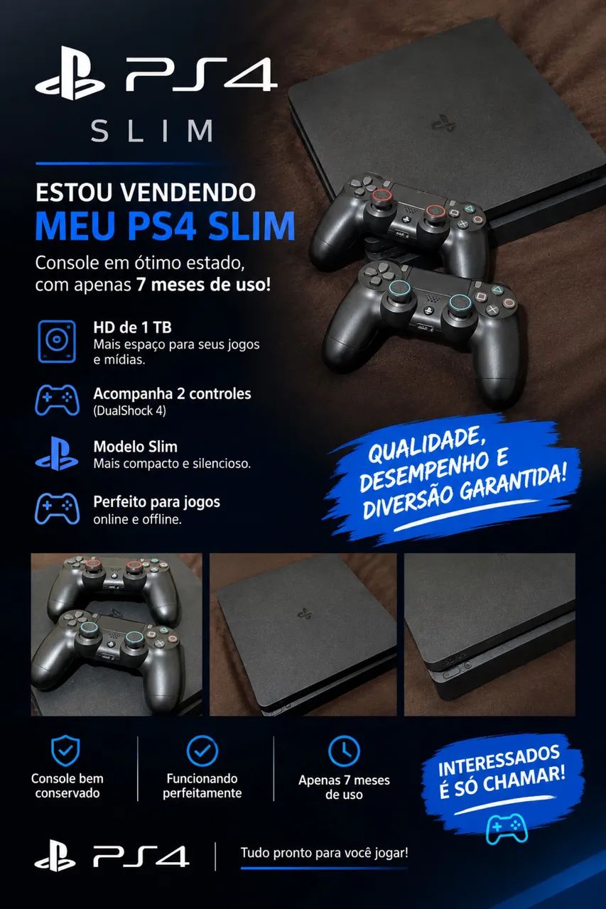PS4 Slim 1Tb 2 jogos inclusos 