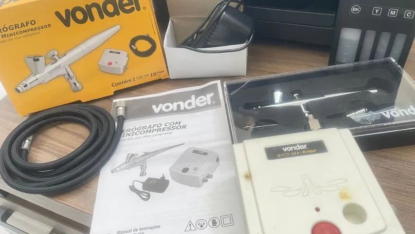 Aerógrafo Com Mini Compressor Bivolt Profissional - Vonder