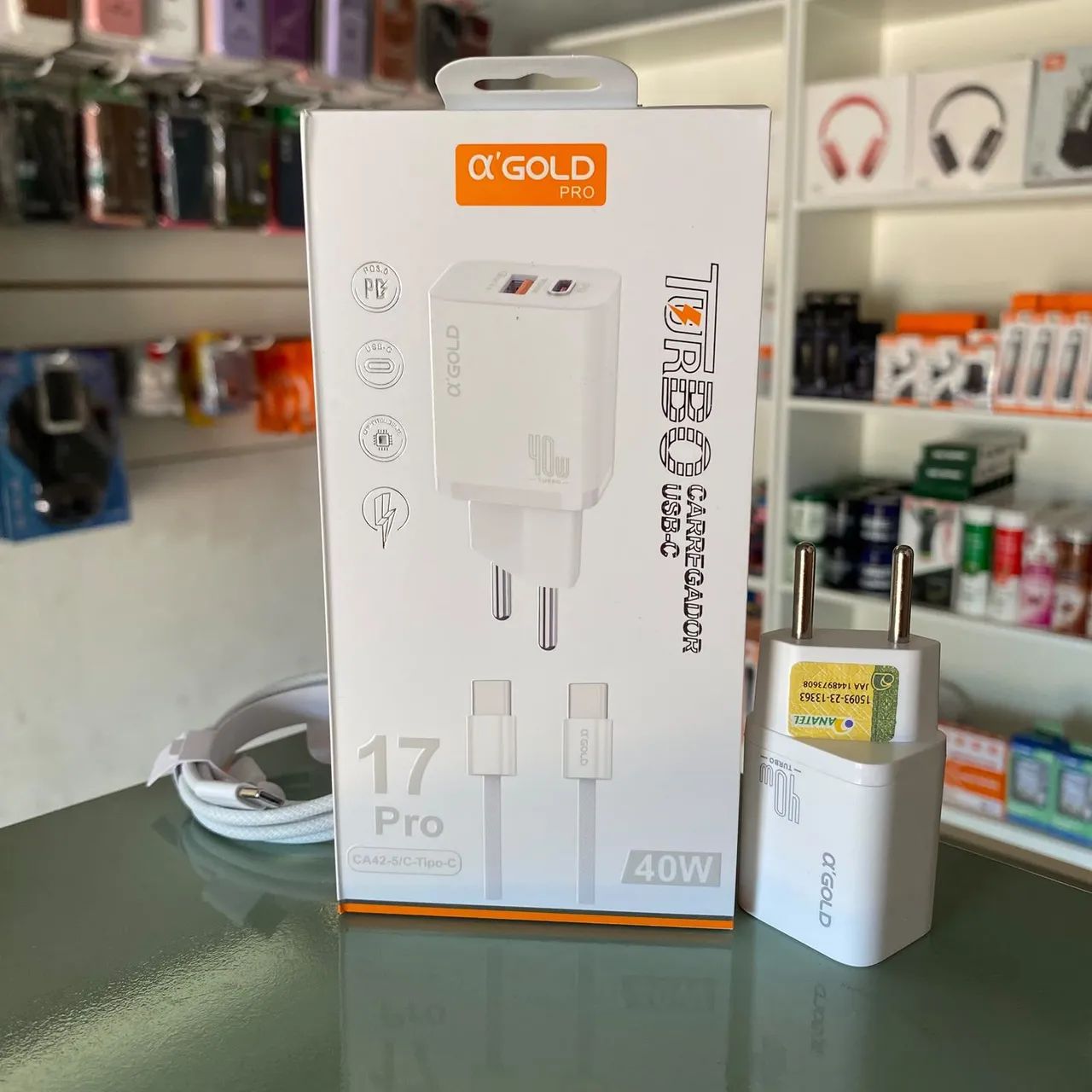 CARREGADOR USB-C DUPLO 40W GOLD