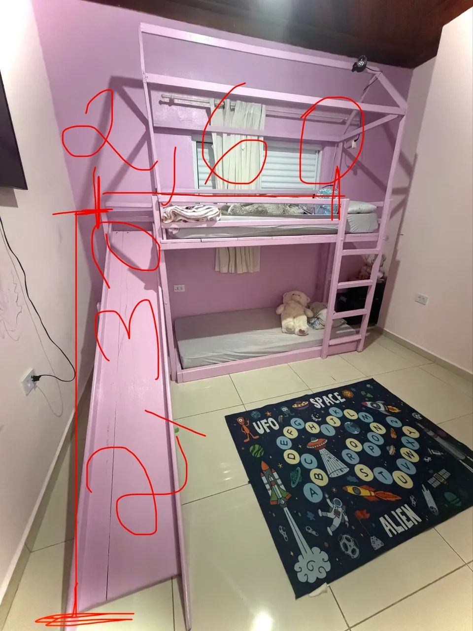 Cama beliche com escorregador reforçada madeira lei - Foto 4