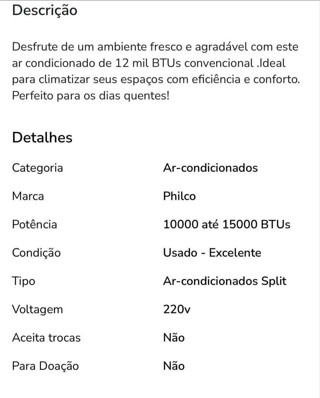 Ar-condicionado 12 mil BTUs 