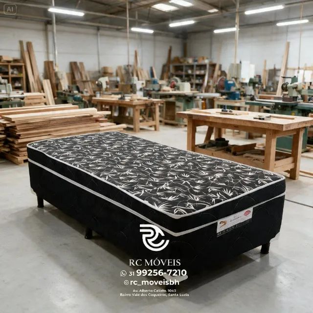 Cama Box Solteiro com Molas 88x1,88 Floral Avelã Premium - Foto 5