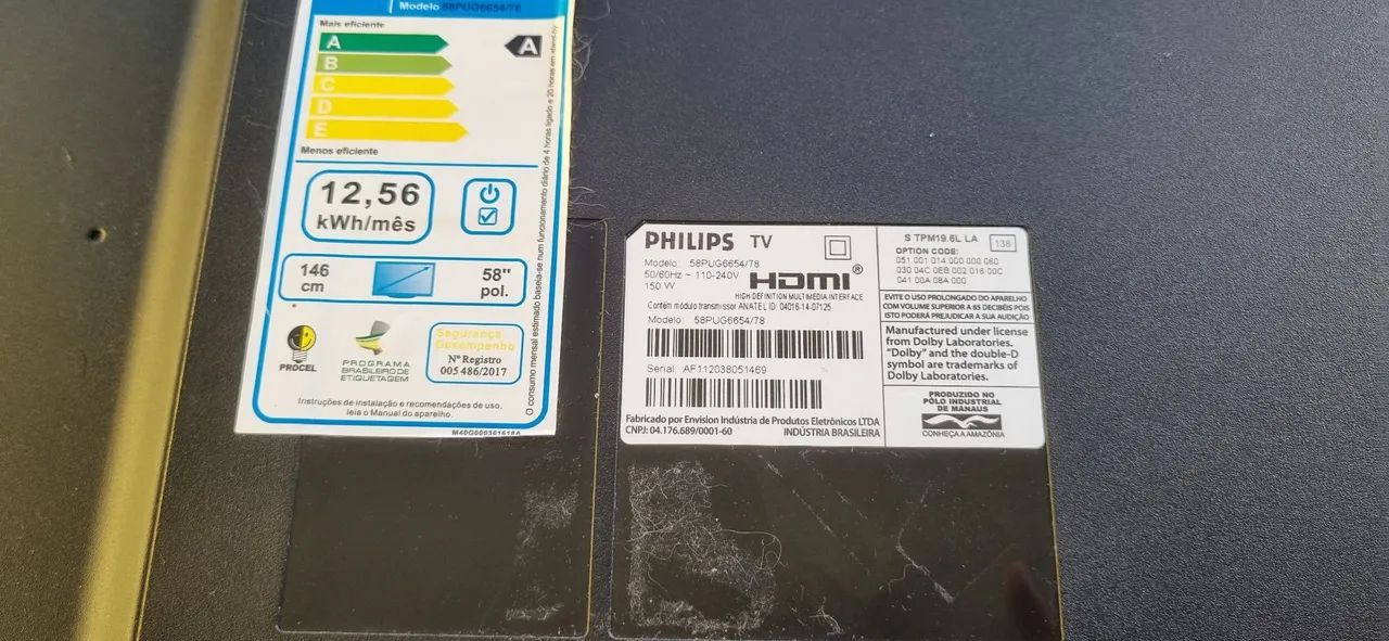 Tv 58 polegadas para retirada de peças 