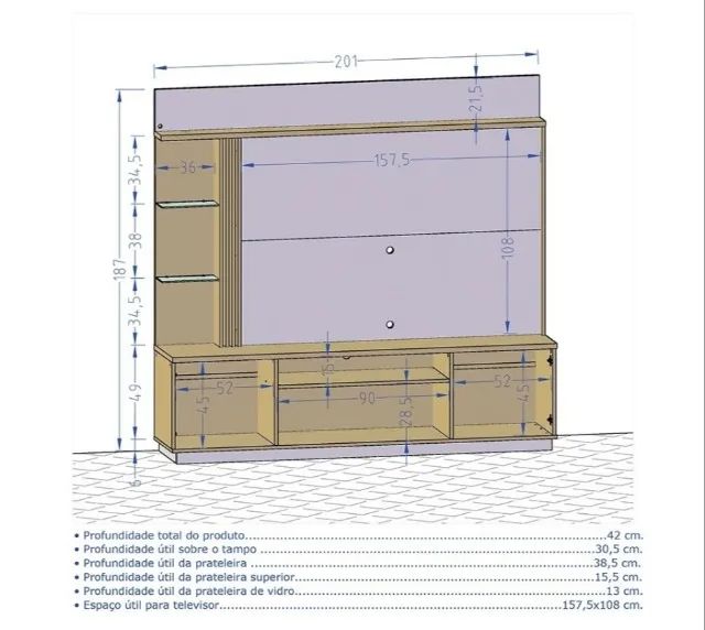 Home Estante Ripado Atlanta TV até 65"- FAZEMOS ENTREGA! - Foto 2