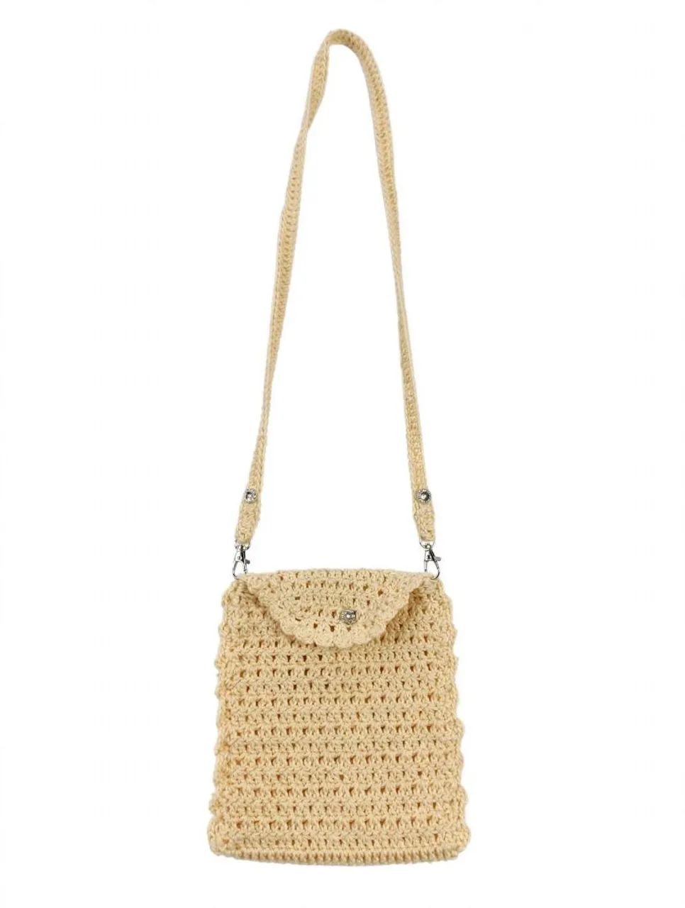 Bolsa artesanal de crochê bege nova 