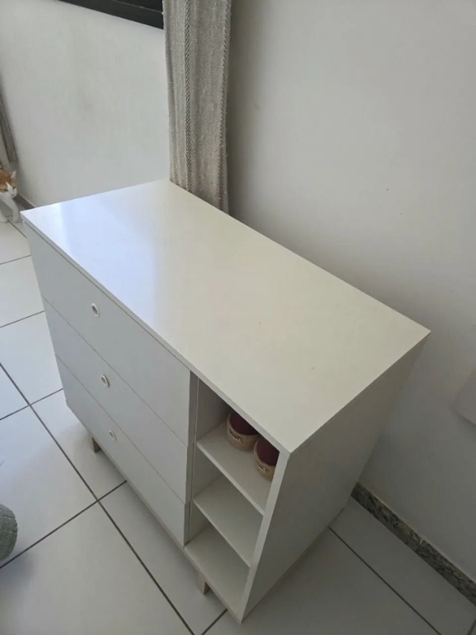 Cômoda Multiuso 3 Gavetas com Nicho Lateral Branca - Foto 2