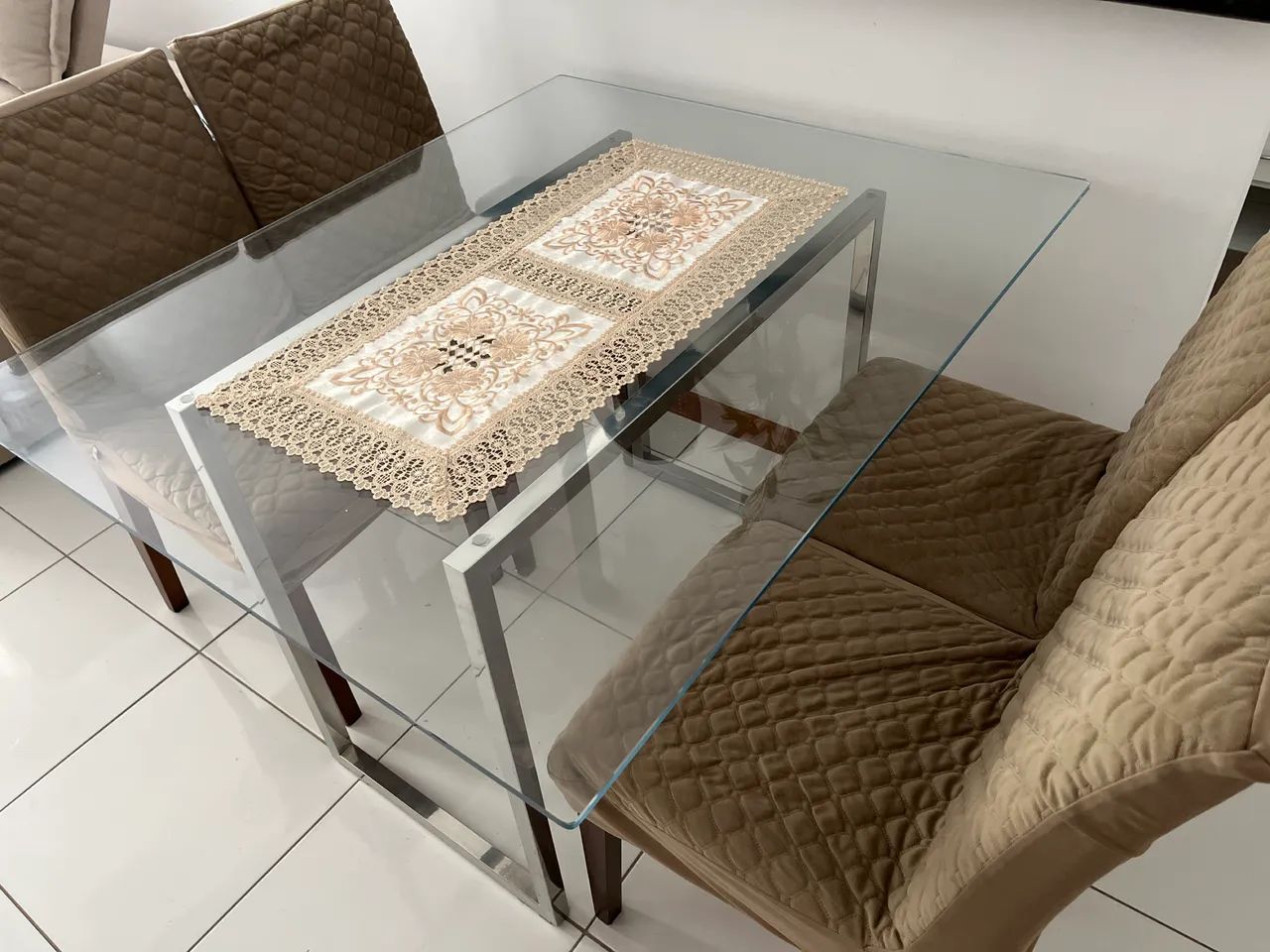 Mesa de Vidro Temperado com Base de Inox - Foto 3