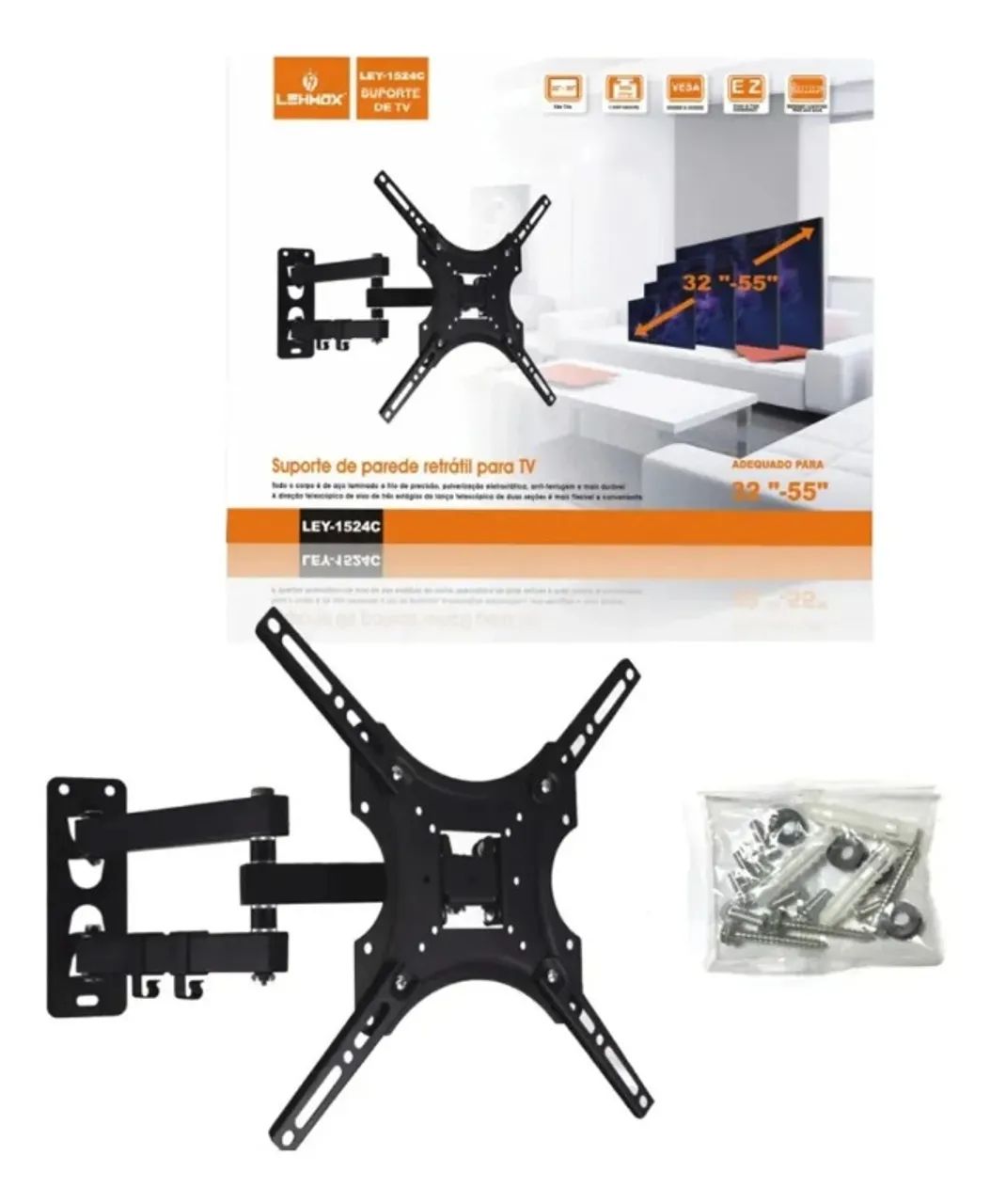 Suporte Articulado para TV Lehmox 32" a 55" Polegadas - Parede - Loja COimbra Entregamos  - Foto 3