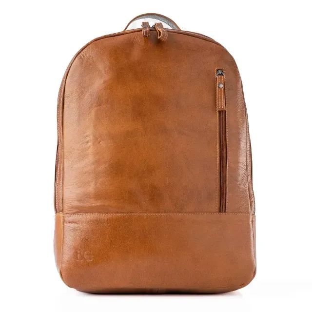 Mochila Masculina Executiva de Couro para Notebook Arpoador Caramelo - Foto 3