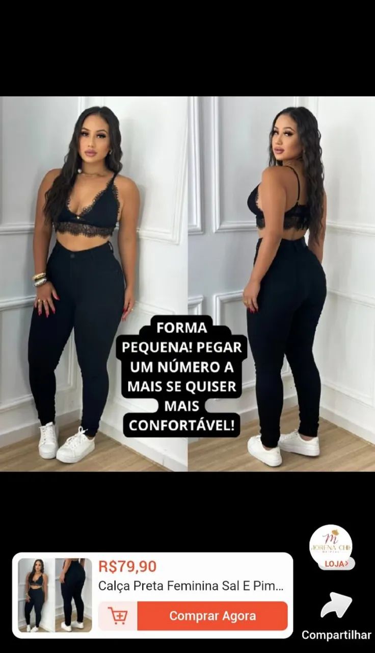 CALÇA PRETA SAL E PIMENTA NOVA NA ETIQUETA