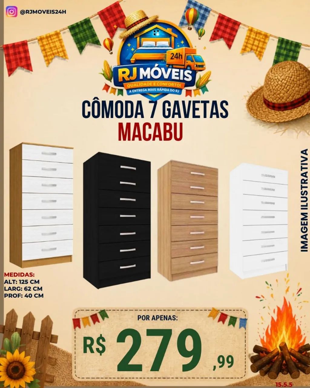 Cômoda 7 gavetas 
