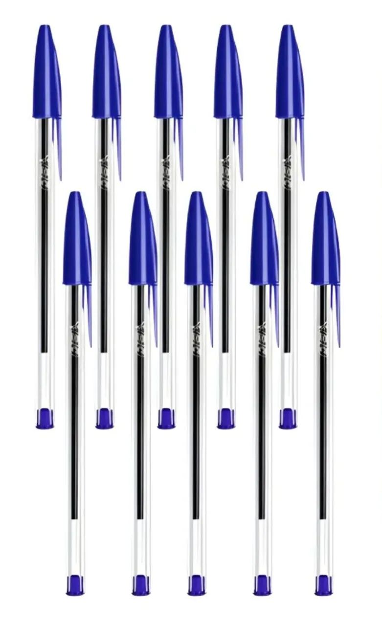 Kit com 10 canetas Big cristal azul 