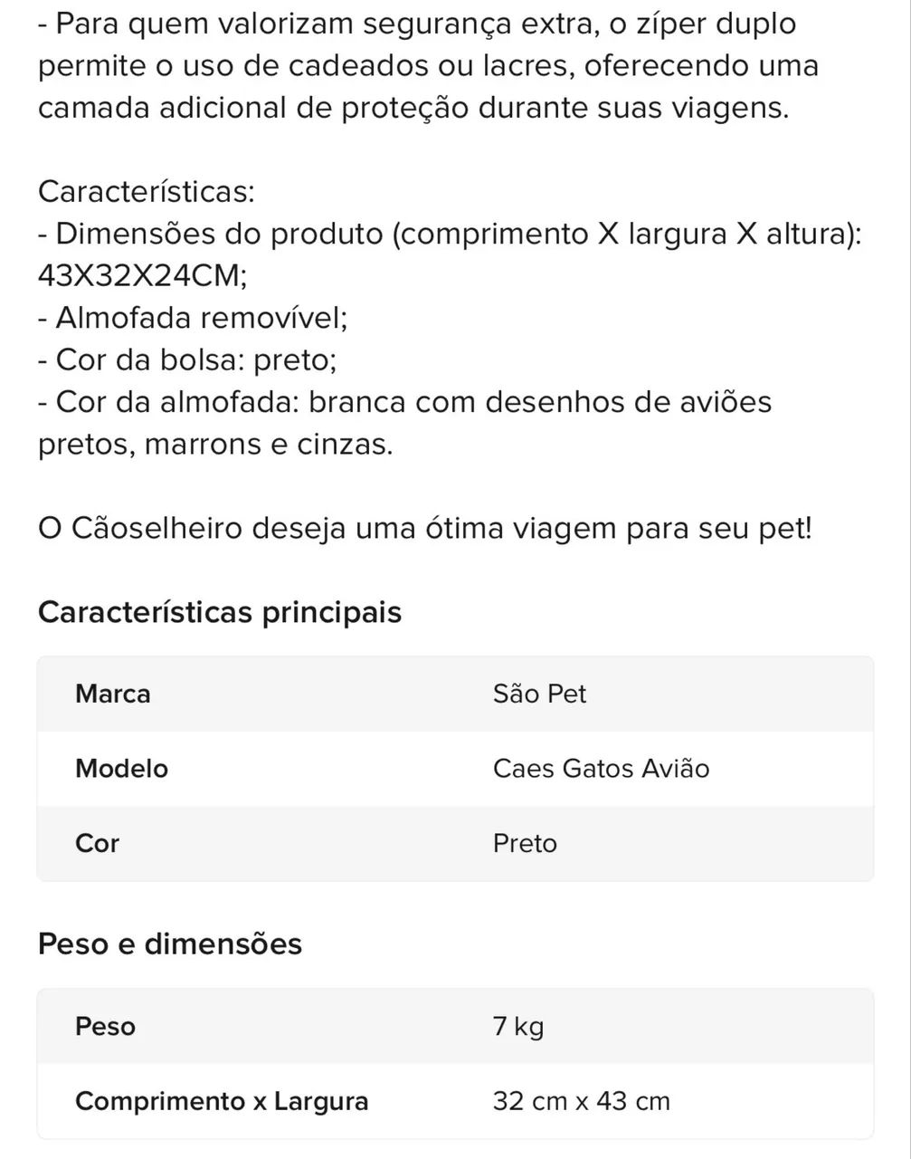 Bolsa de transportes aéreos para caes gatos avião preto 43x32x24cm São Pet - Foto 5