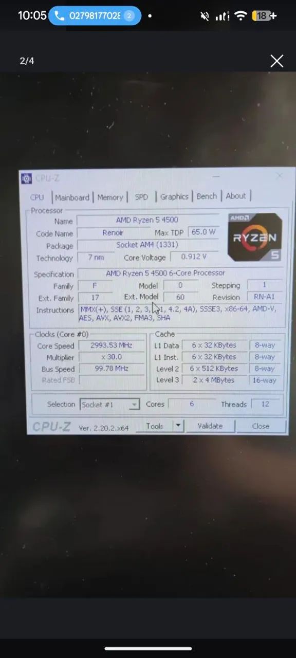 Processador ryzen 5 4500 - Foto 3