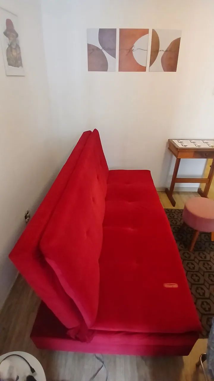 Sofá cama semi novo vermelho - Foto 2