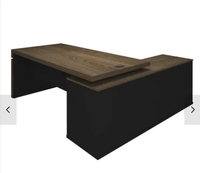 Mesa de escritório de madeira em "L" com gaveteiro com chaves - Foto 4