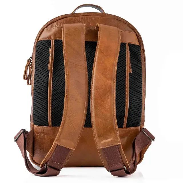 Mochila Masculina Executiva de Couro para Notebook Arpoador Caramelo - Foto 5
