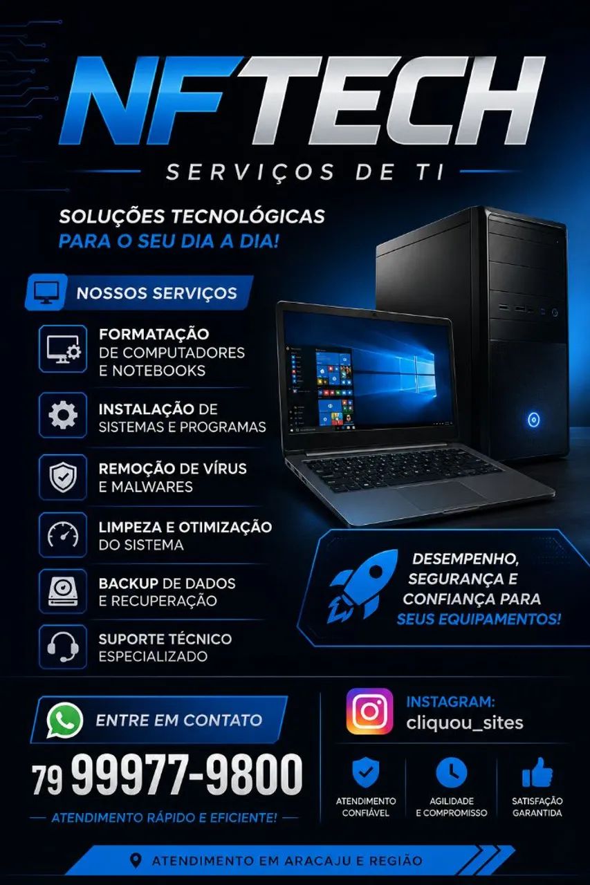 Formatação de  computadores e notebooks 