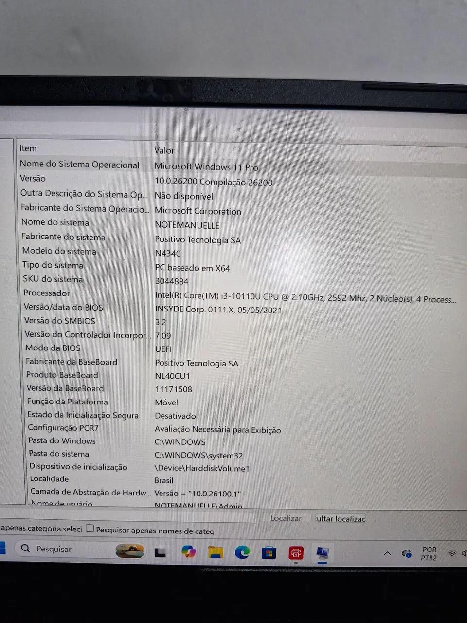 Notebook Positovo Intel Core i3, Windows 11 Pro 8 GB Ram  239 SSD. SEMINOVO SEM MARCAS. - Foto 5